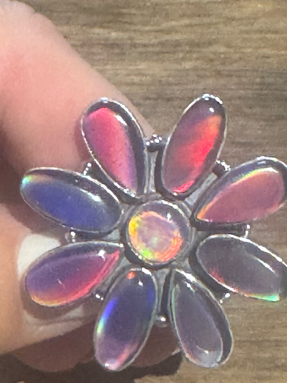 Flower Aurora Opal Statement Ring